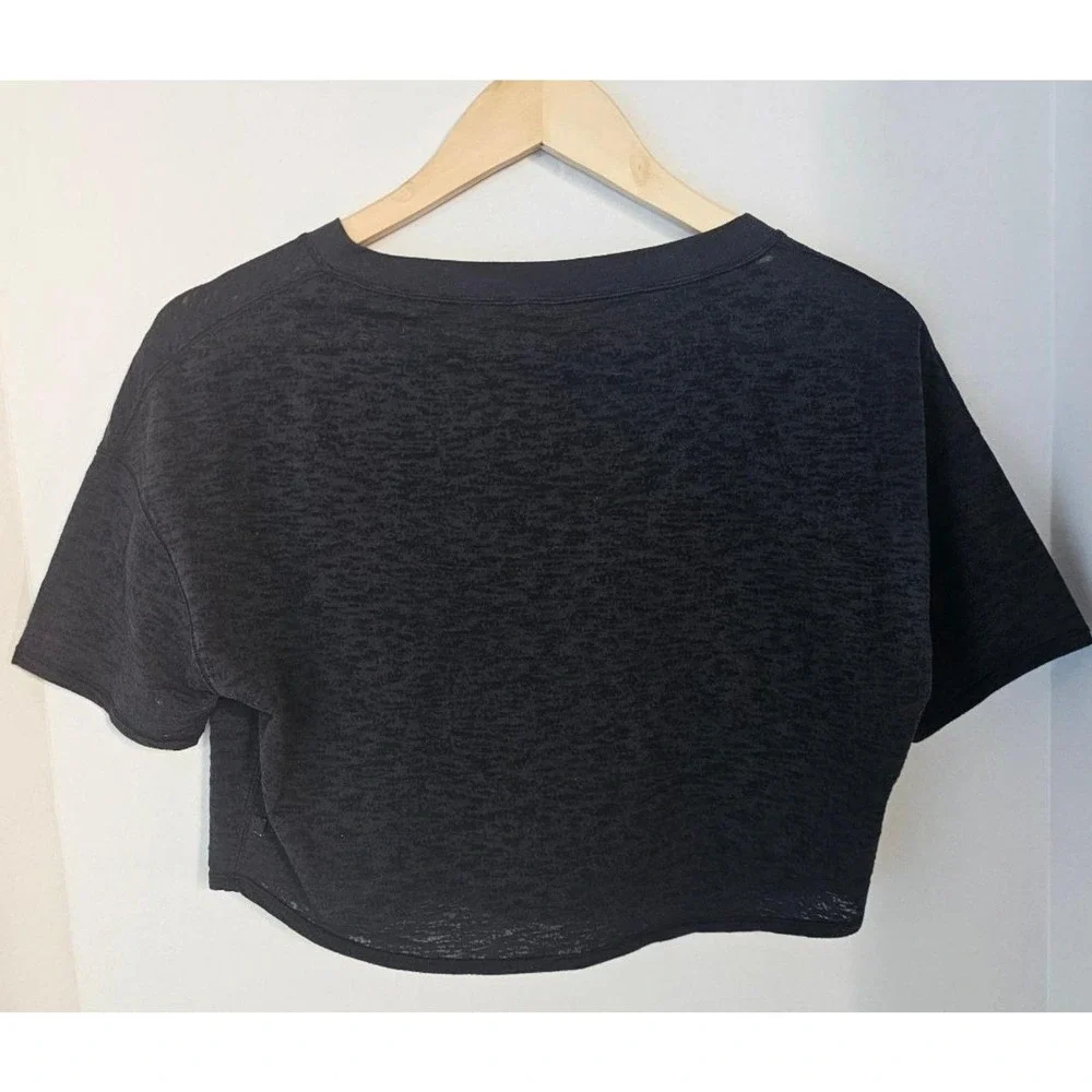 Lululemon Tee Lightest Cropped Expression Vinyasa Women 4 Sheer Yoga Shirt Black